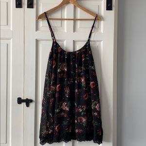 Rose print flowy mini dress